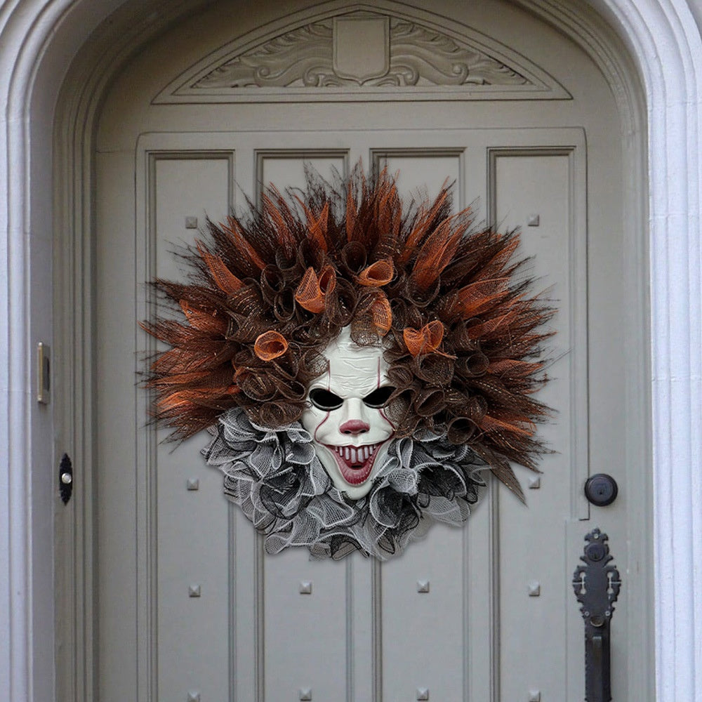 Halloween Wreath Jack-O'-Lantern Bat Door Hanging