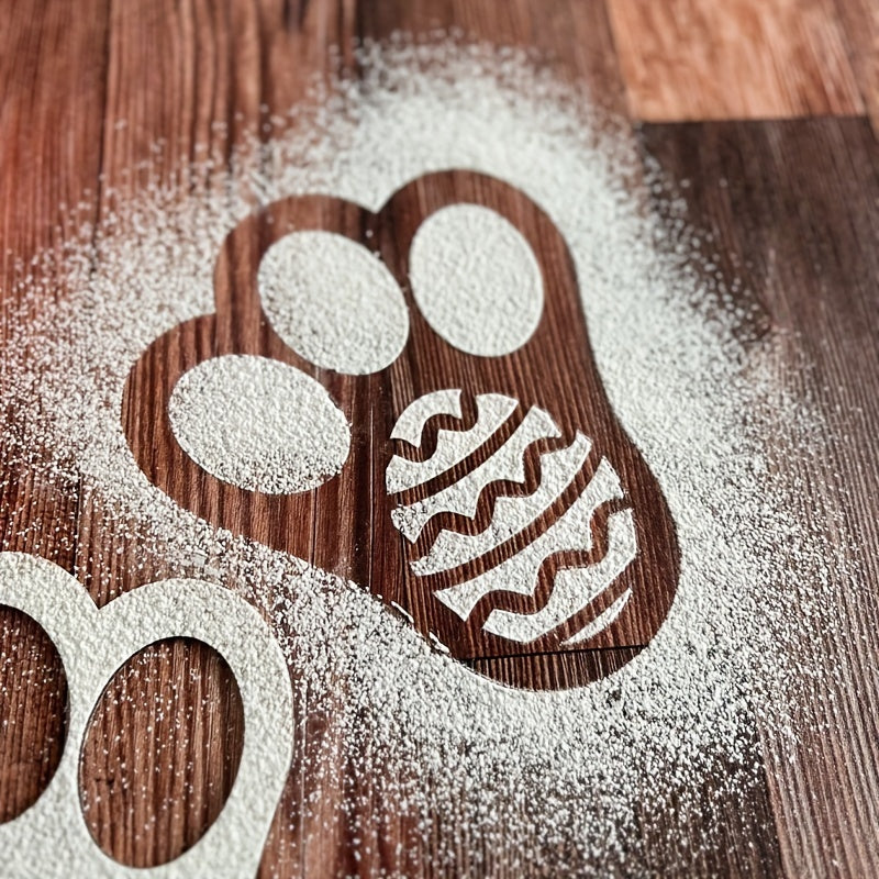 5Pcs Wooden Rabbit Paw Print Stencils For Easter Diy