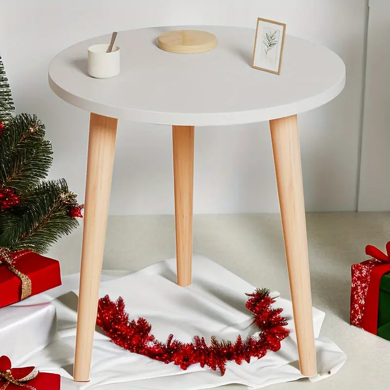 Minimalist Round White Coffee Table - Small and Space-Saving
