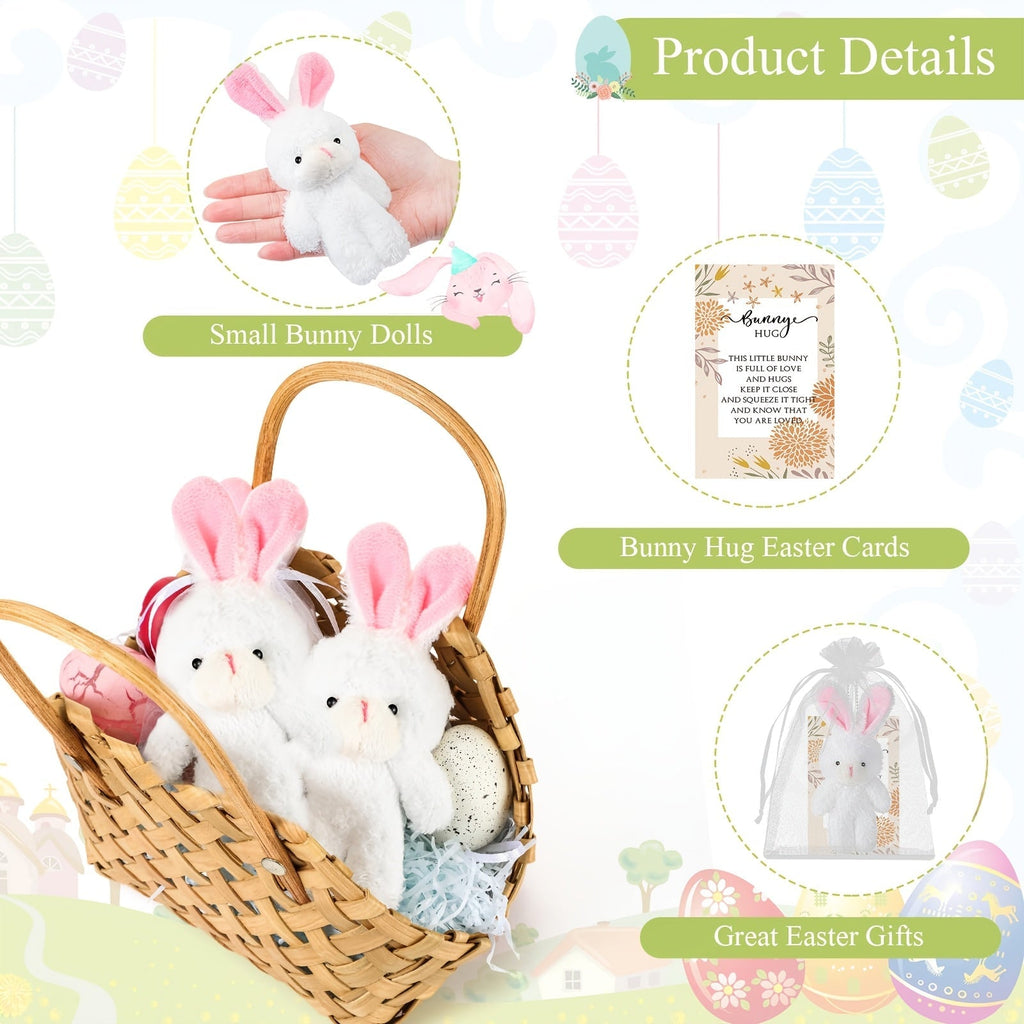 6-Pack Mini White Bunny Gifts With Hug Cards