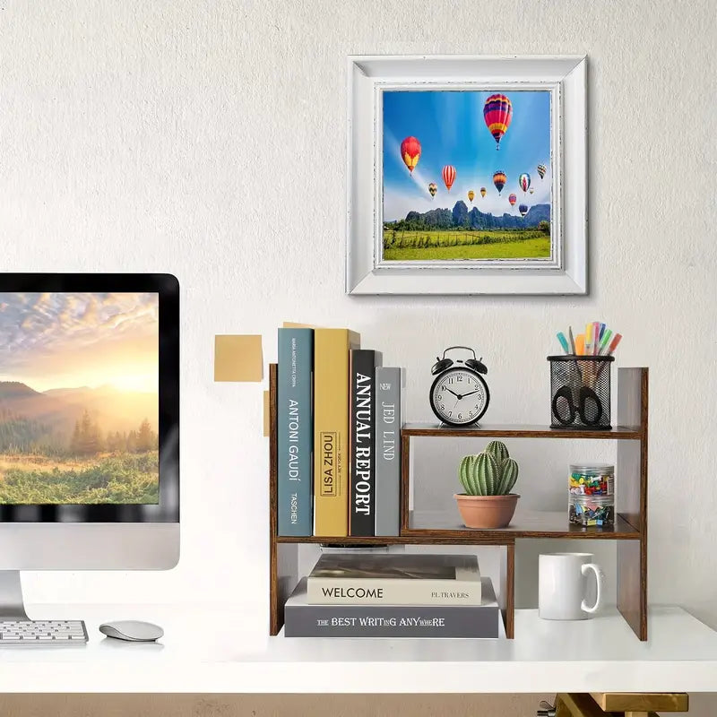 Minimalist Desktop Bookshelf - Compact Office Storage Solution