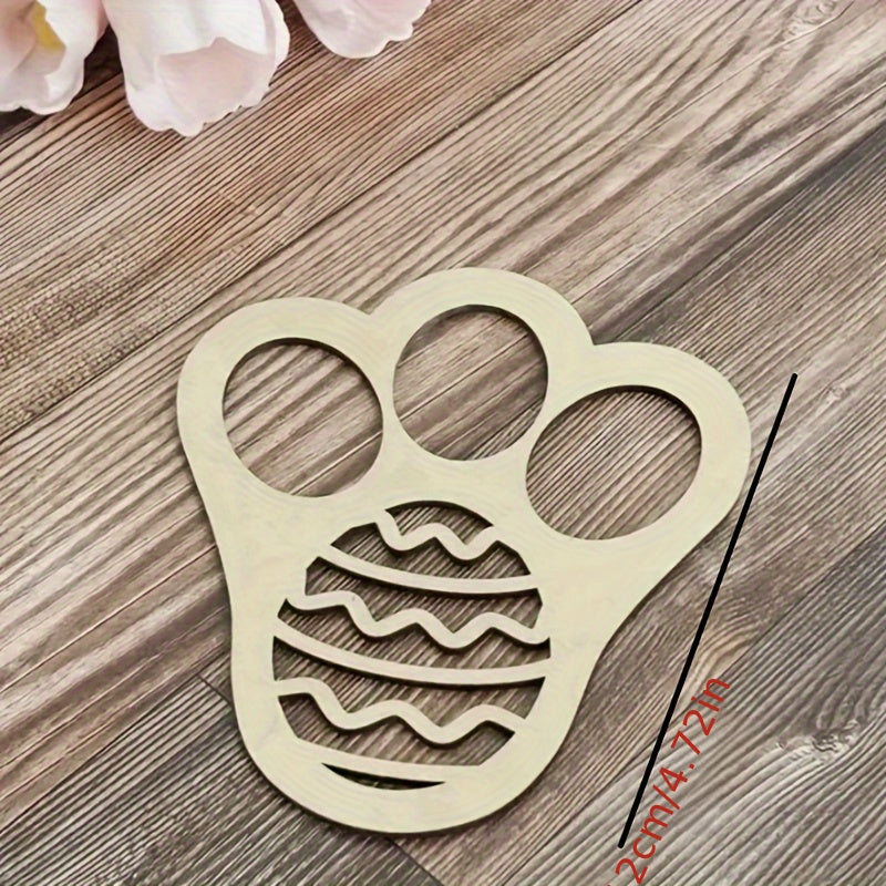 5Pcs Wooden Rabbit Paw Print Stencils For Easter Diy