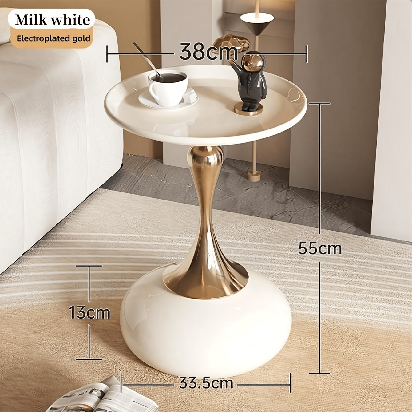 Round Side Table for Living Spaces (White)