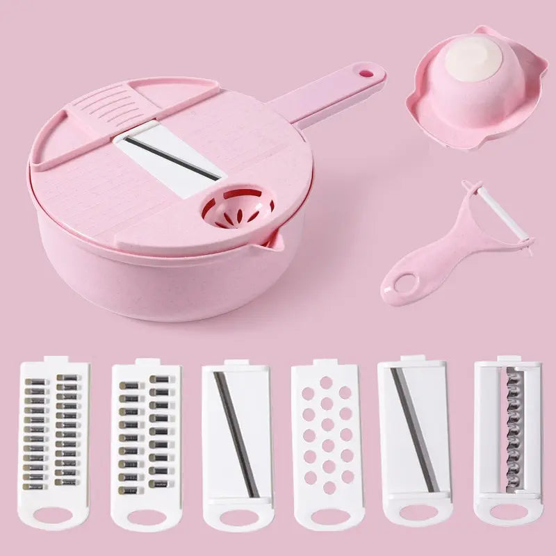 Pink Manual Vegetable Grater – Shred, Chop & Slice With Ease