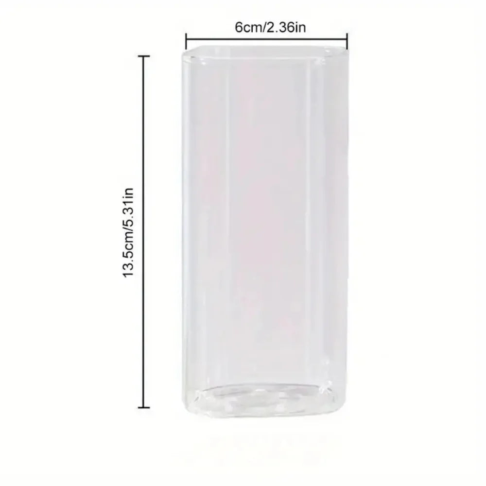 Glass Coffee Mug With Lid & Straw