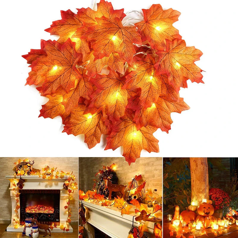 Christmas Decoration Maple Leaf Led Light String Garland