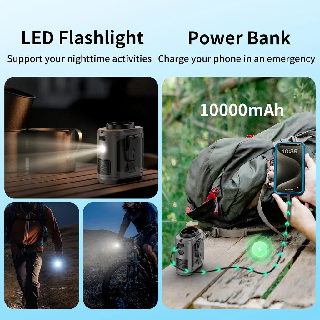 Outdoor Waist Fan With Led & Power Bank (20000Mah)