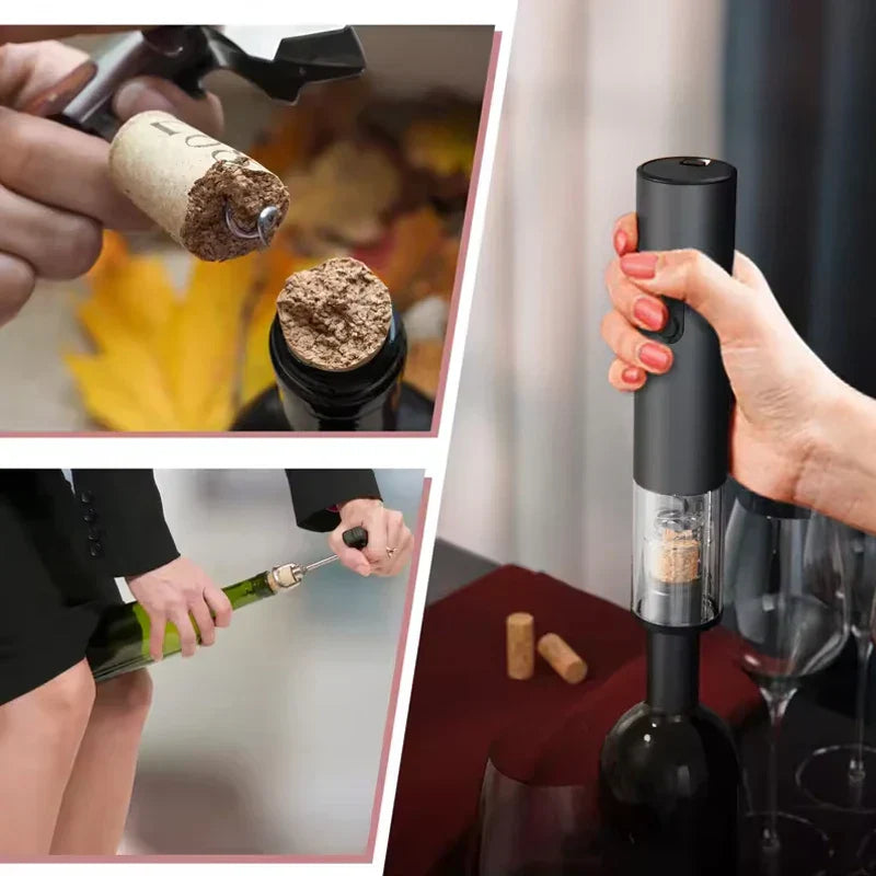 Smart Kitchen Accessories 4-In-1 Electric Wine Opener Gift Set Black
