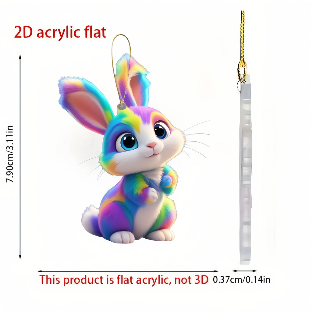 6Pcs Colorful Easter Rabbit Acrylic Ornaments
