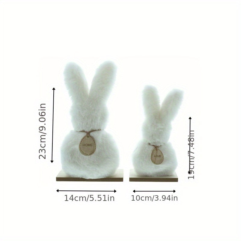 2Pcs Fluffy Bunny Easter Decoration Set