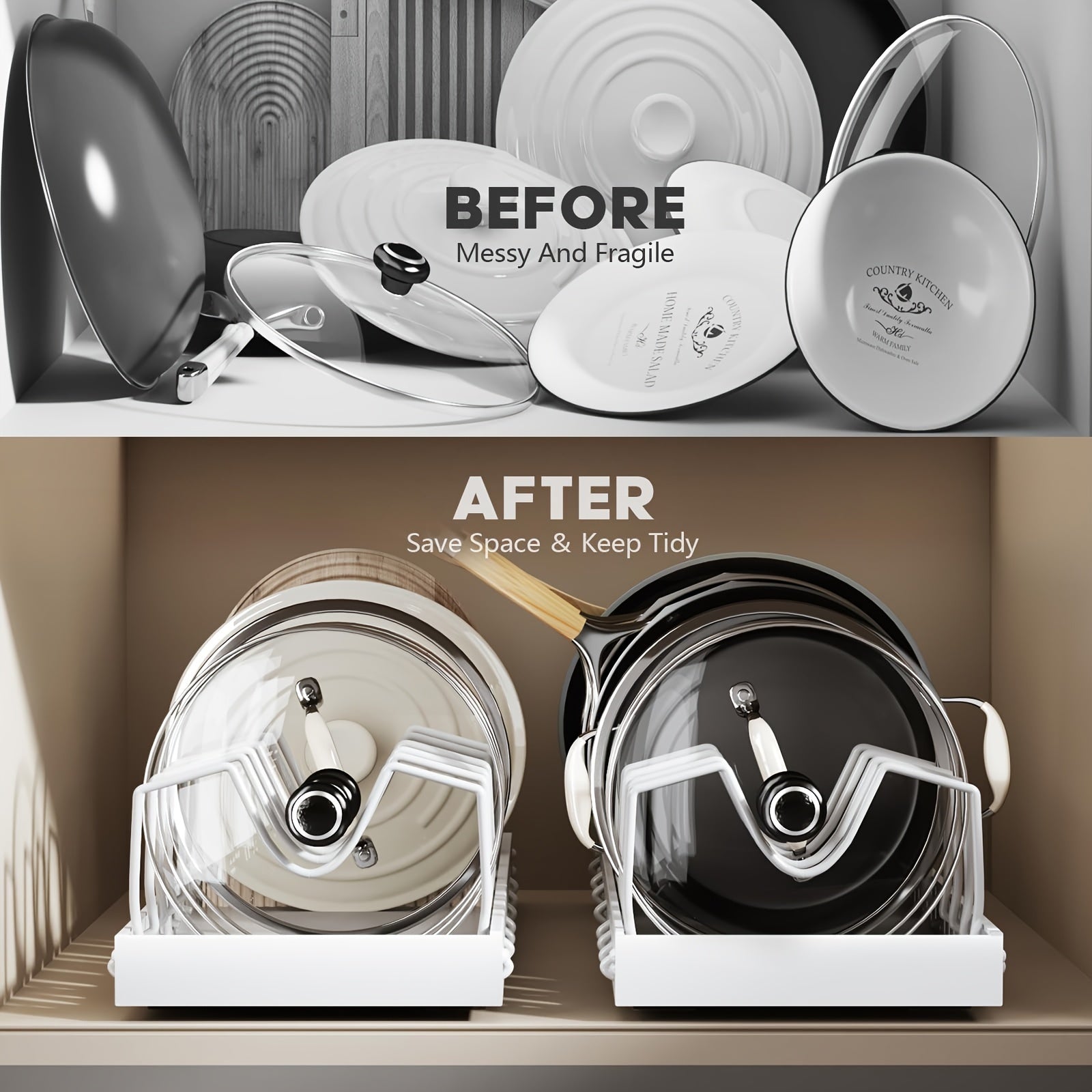 Pull-Out Cookware and Lid Organizer Rack (2-Piece)