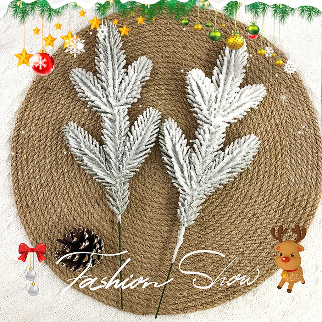 Artificial Snowy Pine Needles Branches Christmas Picks (20Pcs)