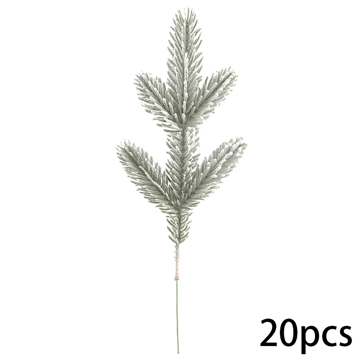 Artificial Snowy Pine Needles Branches Christmas Picks (20Pcs)