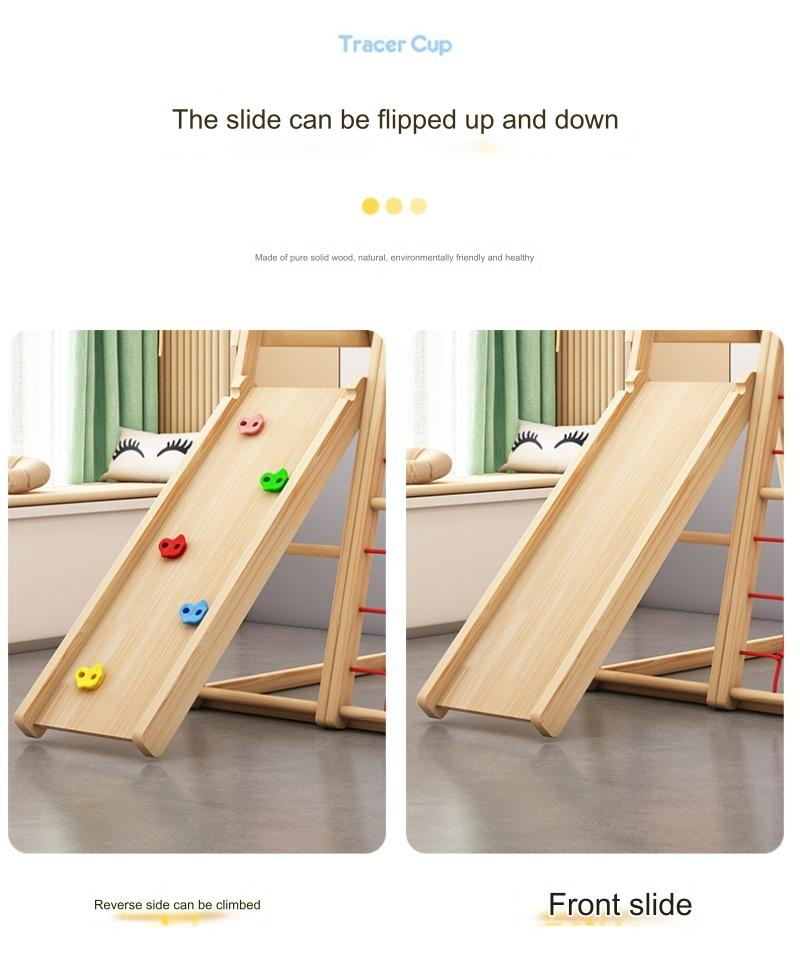 Solid Wood Kids' Climbing And Sliding Playset
