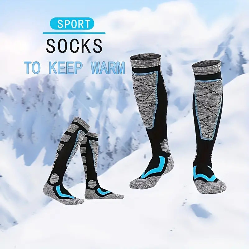 Warmth Trek: Over-the-Knee Thermal Socks - Blue, US Size 7-10