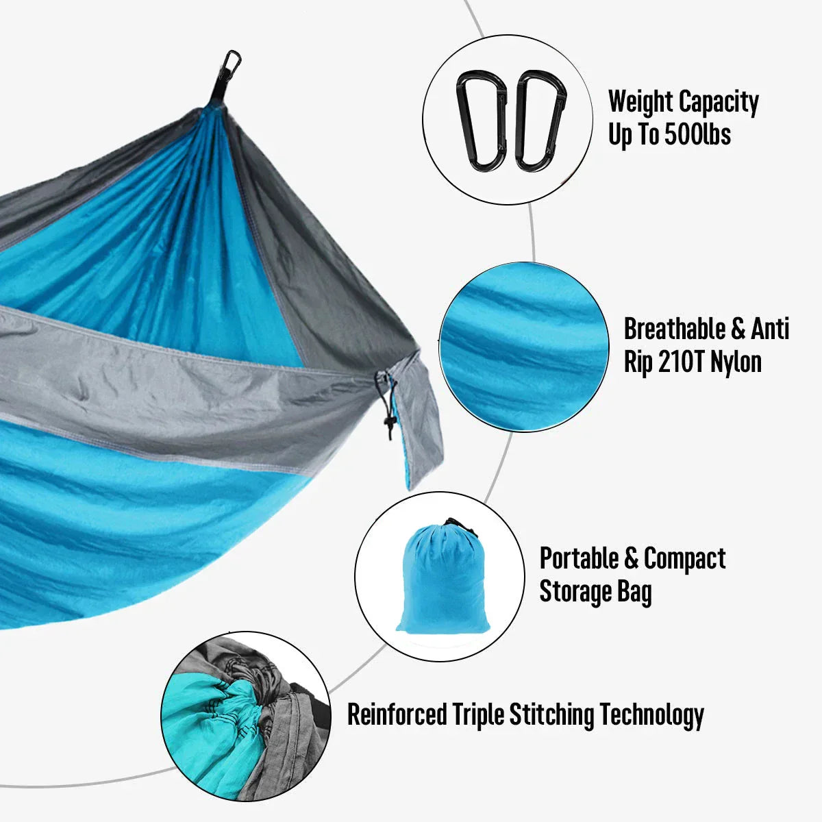 Lightweight Camping Hammock With Tree Straps For Travel