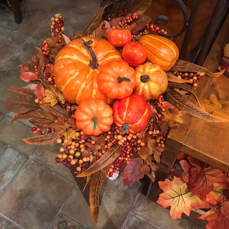 10-Piece Artificial Pumpkin Set - Assorted Sizes