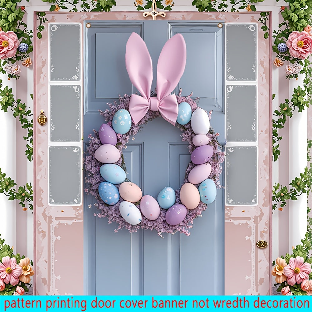 Bunny Ears Easter Egg Wreath Polyester Door Decor