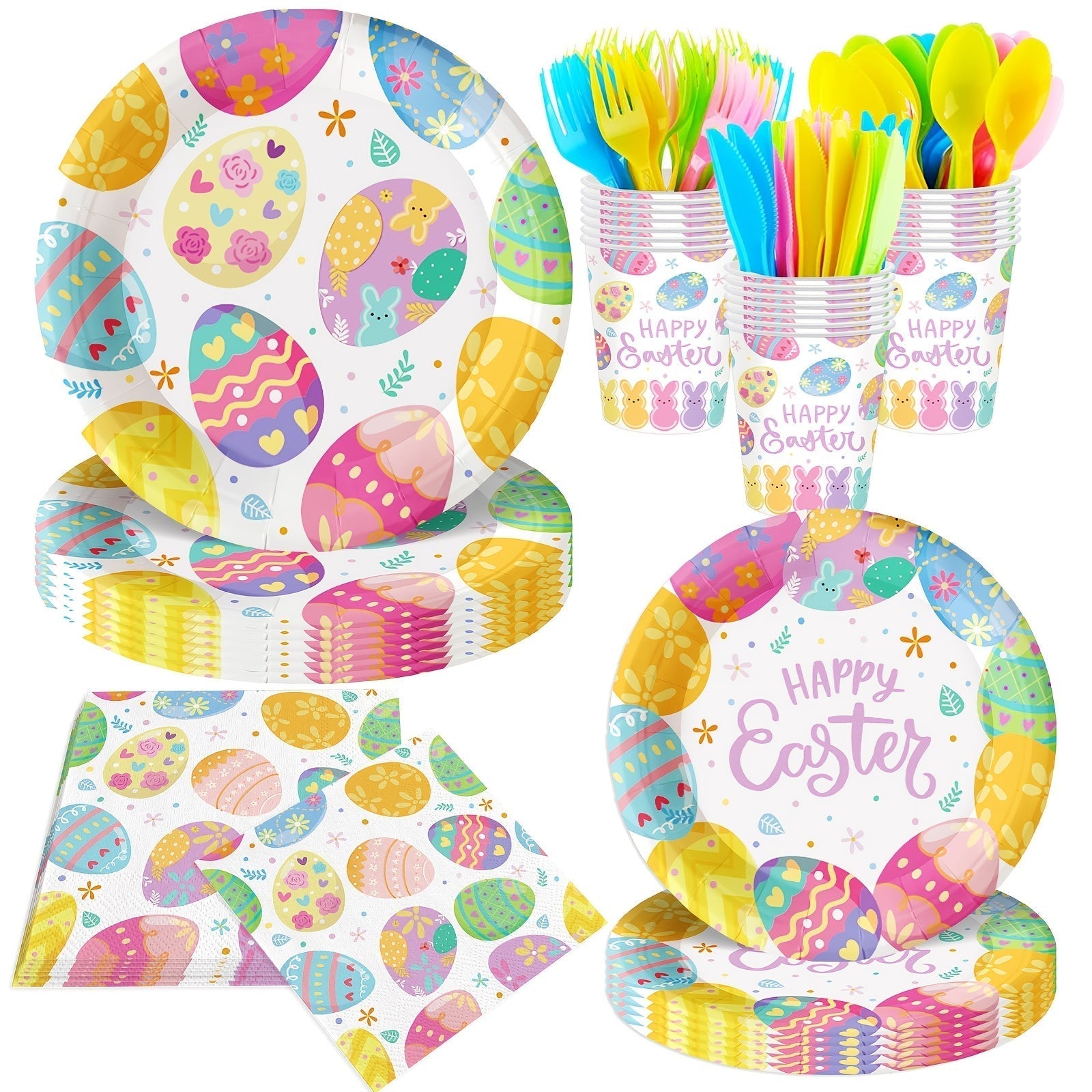 140pcs Easter Party Supplies Set for 20 Guests