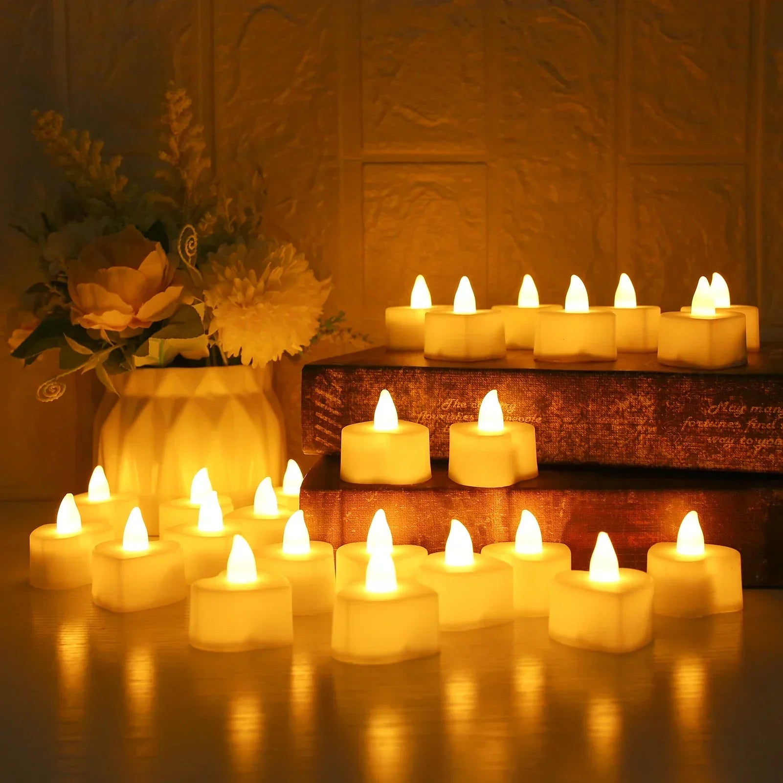 24-Pack Heart Led Tea Lights