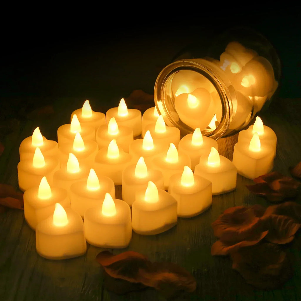 24-Pack Heart Led Tea Lights