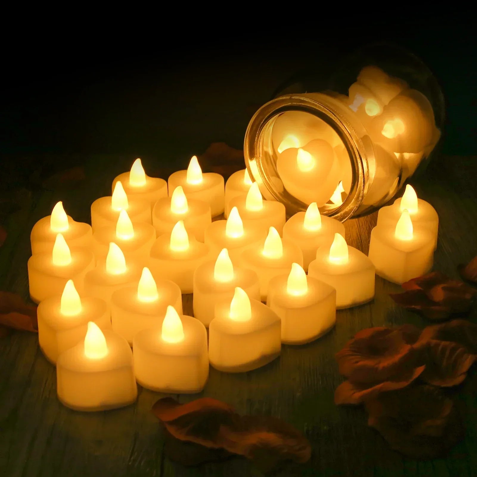 24-Pack Heart Led Tea Lights