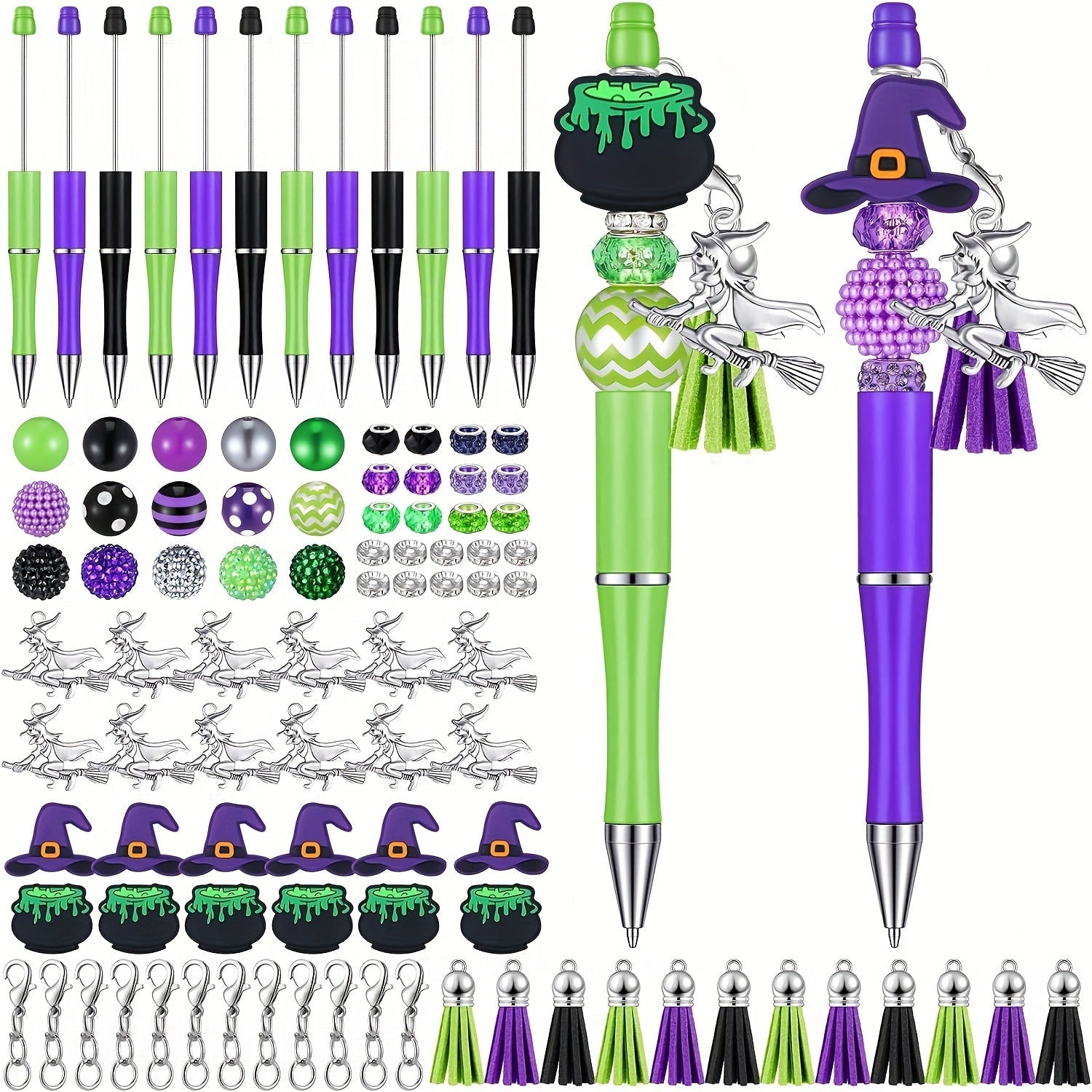 12Pcs Halloween Witch-Themed Bead Kit