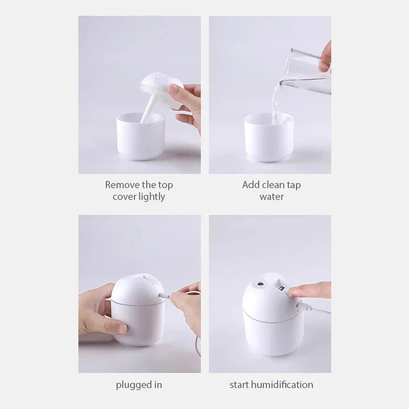 250Ml Mini Aroma Oil Diffuser & Humidifier With Led Night Lamp