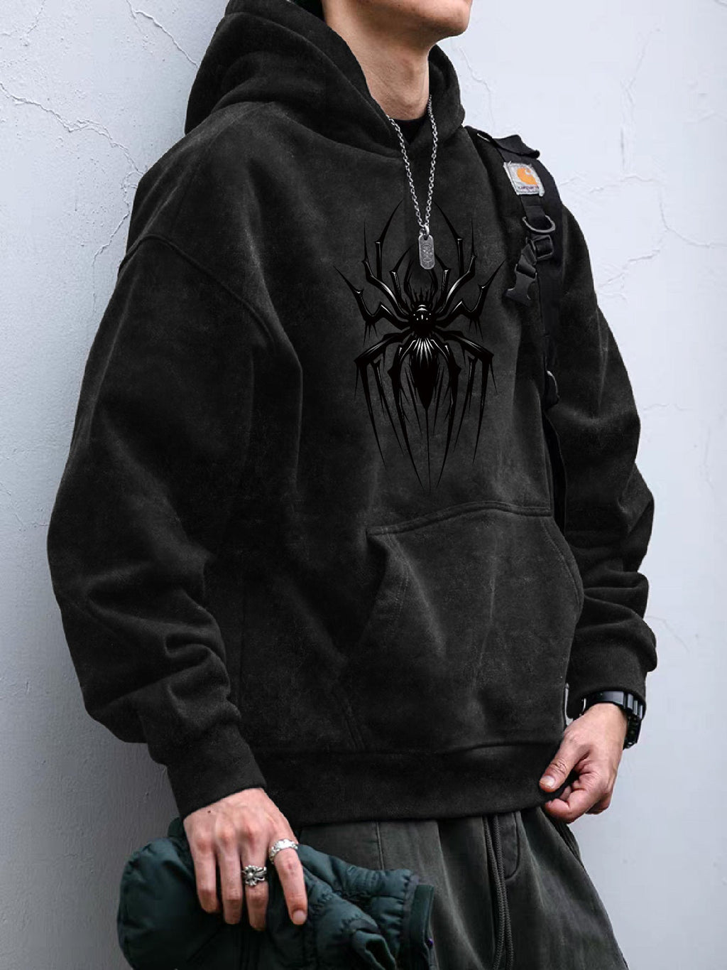 Vintage Spider Graphic Hooded Jacket