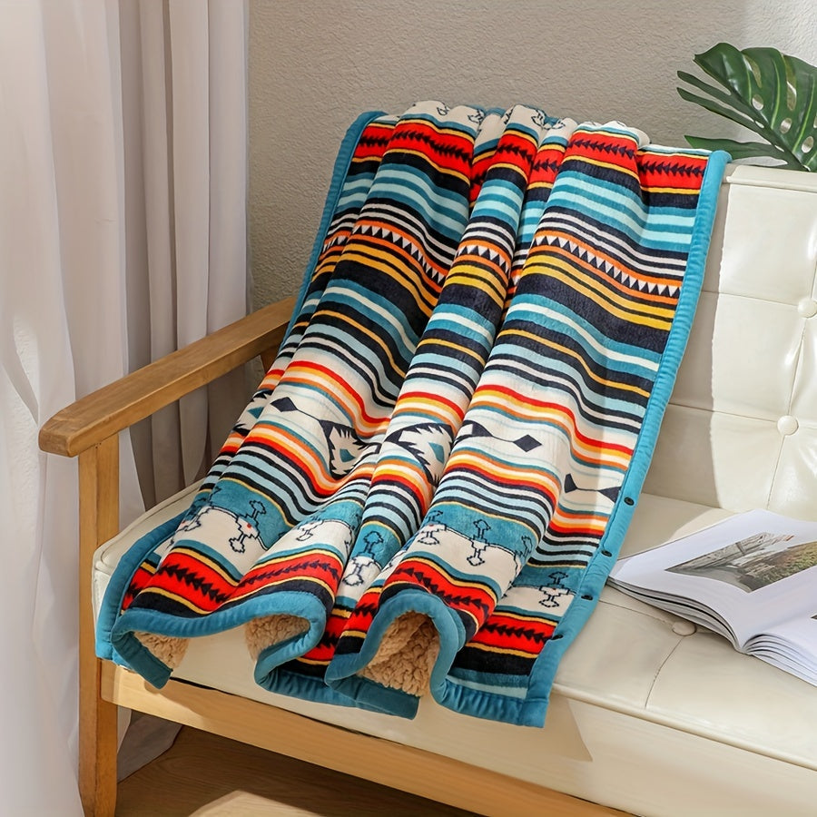 Nordic Bohemian Striped Fleece Blanket