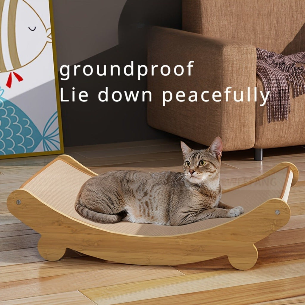 Space-Saving Wooden Cat Scratcher Tower For Cats
