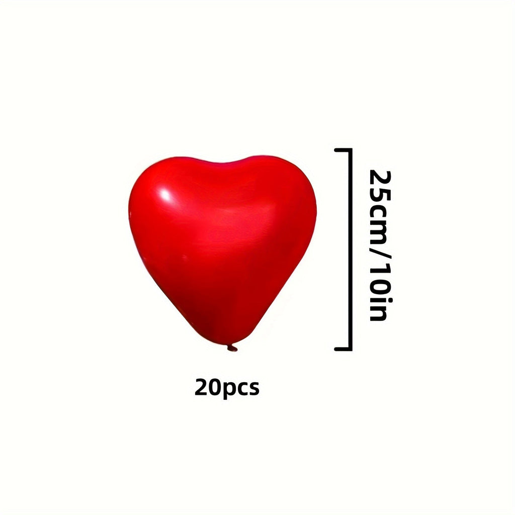 Set Of 20 Red Heart Balloons 25Cm
