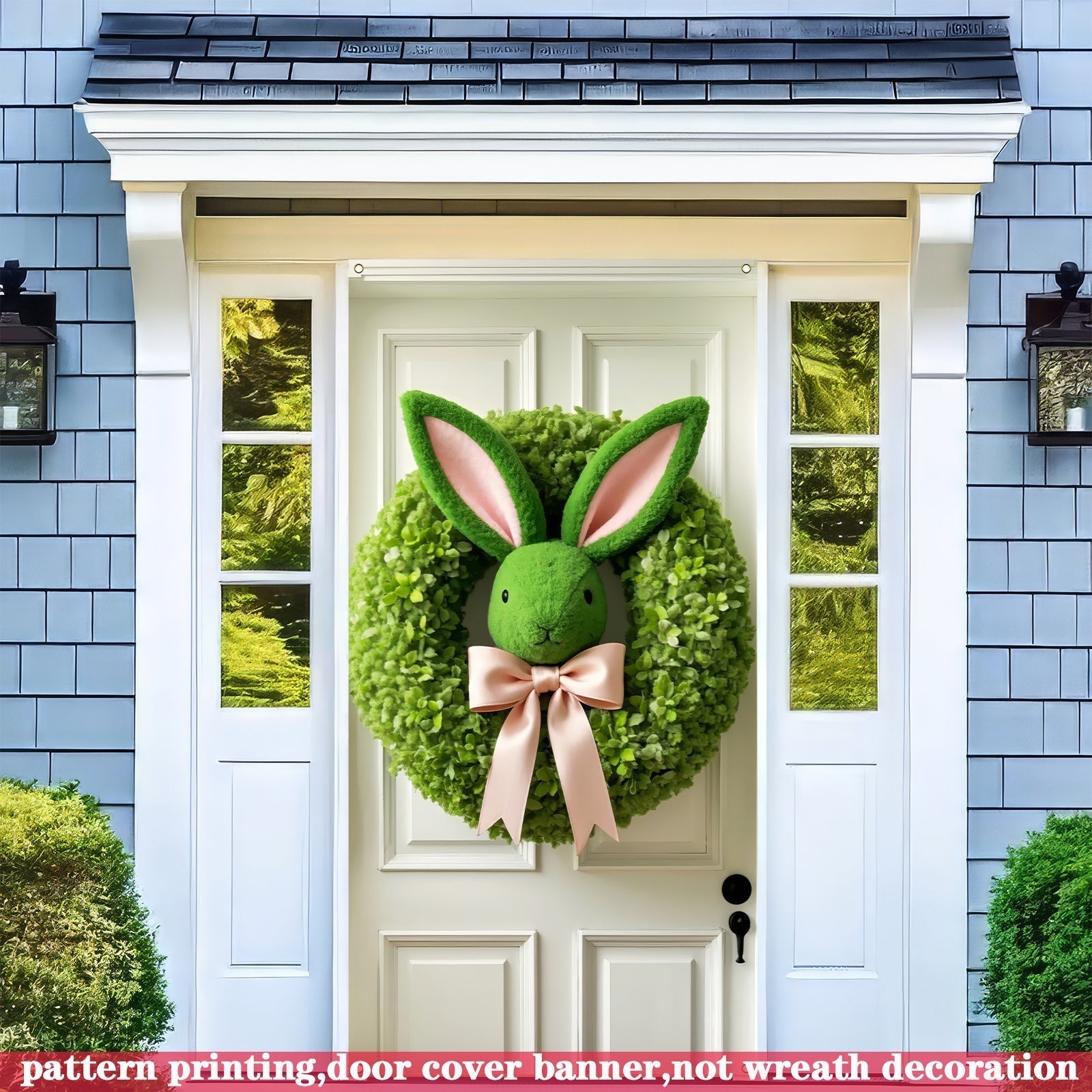 Easter Bunny Wreath Hanging Banner for Farmhouse Decor