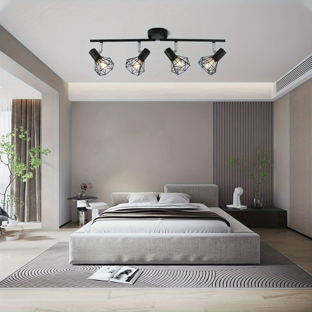Industrial 4-Light Semi-Flush Ceiling Light