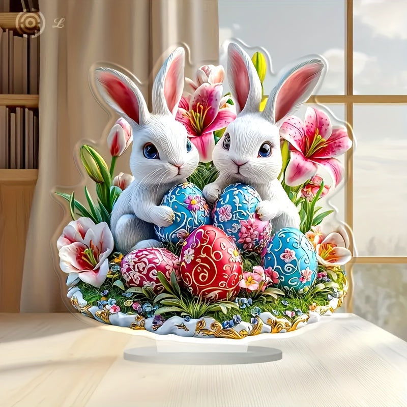 Acrylic Easter Bunny & Egg Decorative Sign