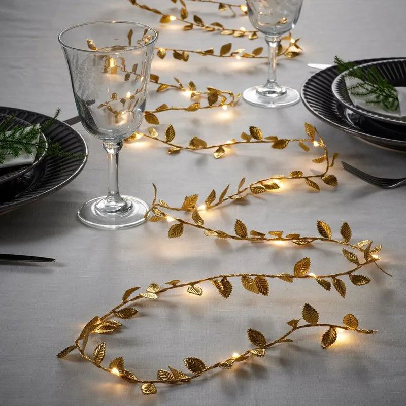 Golden Leaves String Fairy Lights - 2M 20Led