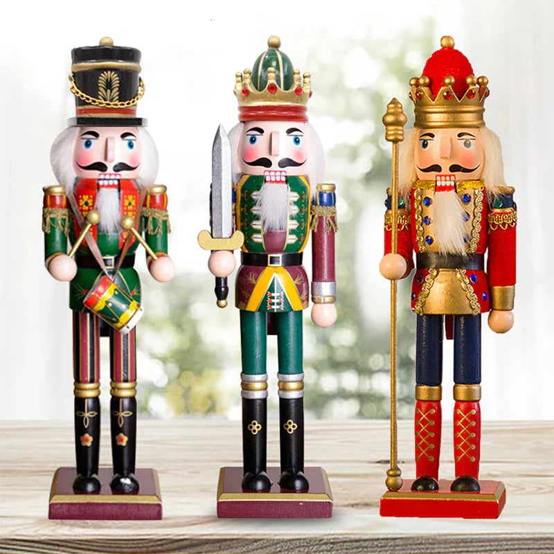 Hand-Painted Wooden Nutcracker Soldier Figurines (3Pcs)