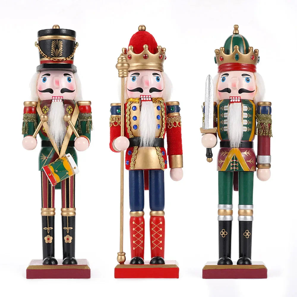 Hand-Painted Wooden Nutcracker Soldier Figurines (3Pcs)
