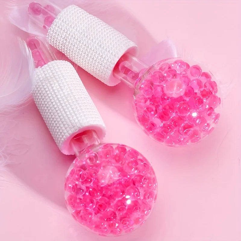 2Pcs Ice Globes For Facial Cooling & Massag Pink