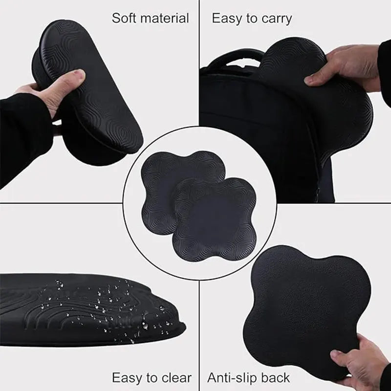 2Pcs Yoga Knee Pads Extra Cushioning Black