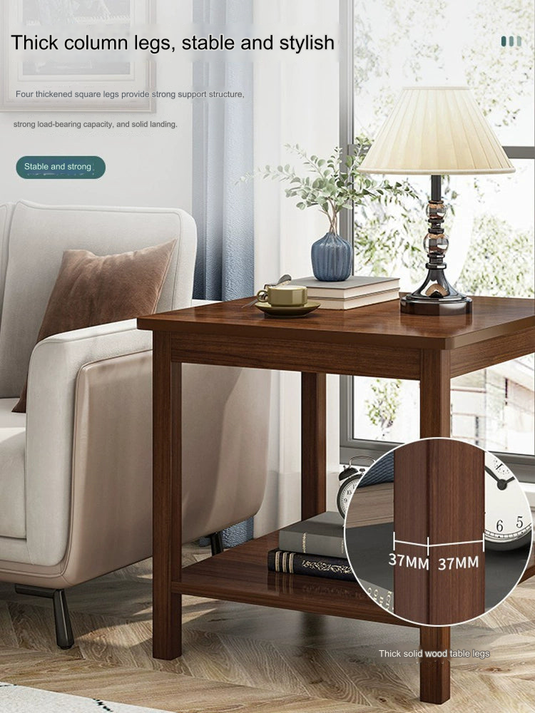 Black Walnut Side Table - Solid Wood Legs And Thickened Panel