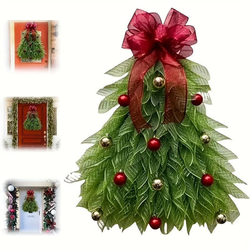 Christmas Wreath with Red Ribbon & Golden Balls