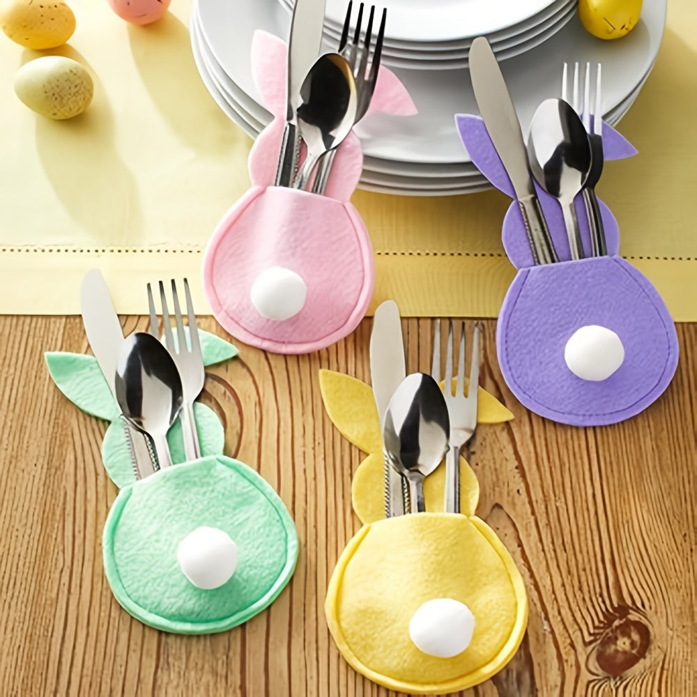 4Pcs Easter Bunny Cutlery Holder Set