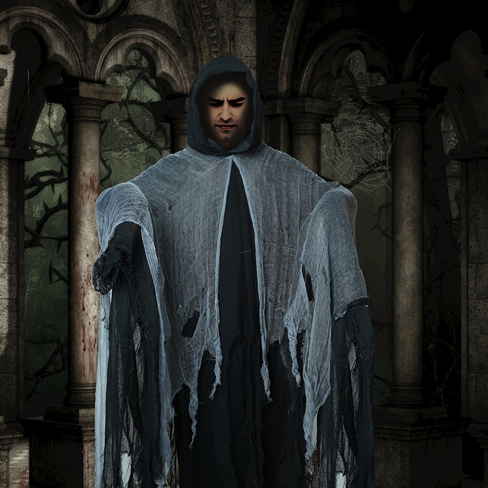 Skeleton Halloween Cloak with Hood