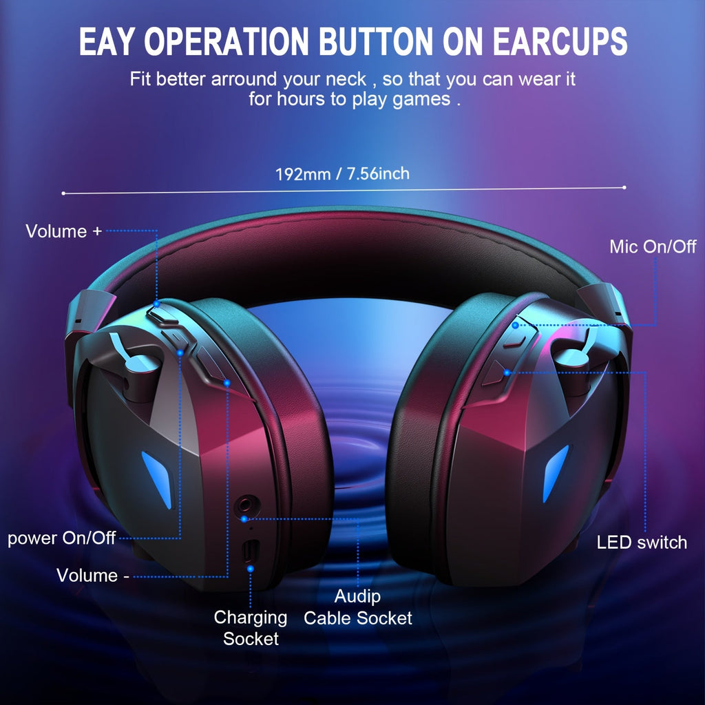 Over-Ear Gaming Headset Wireless and Wired