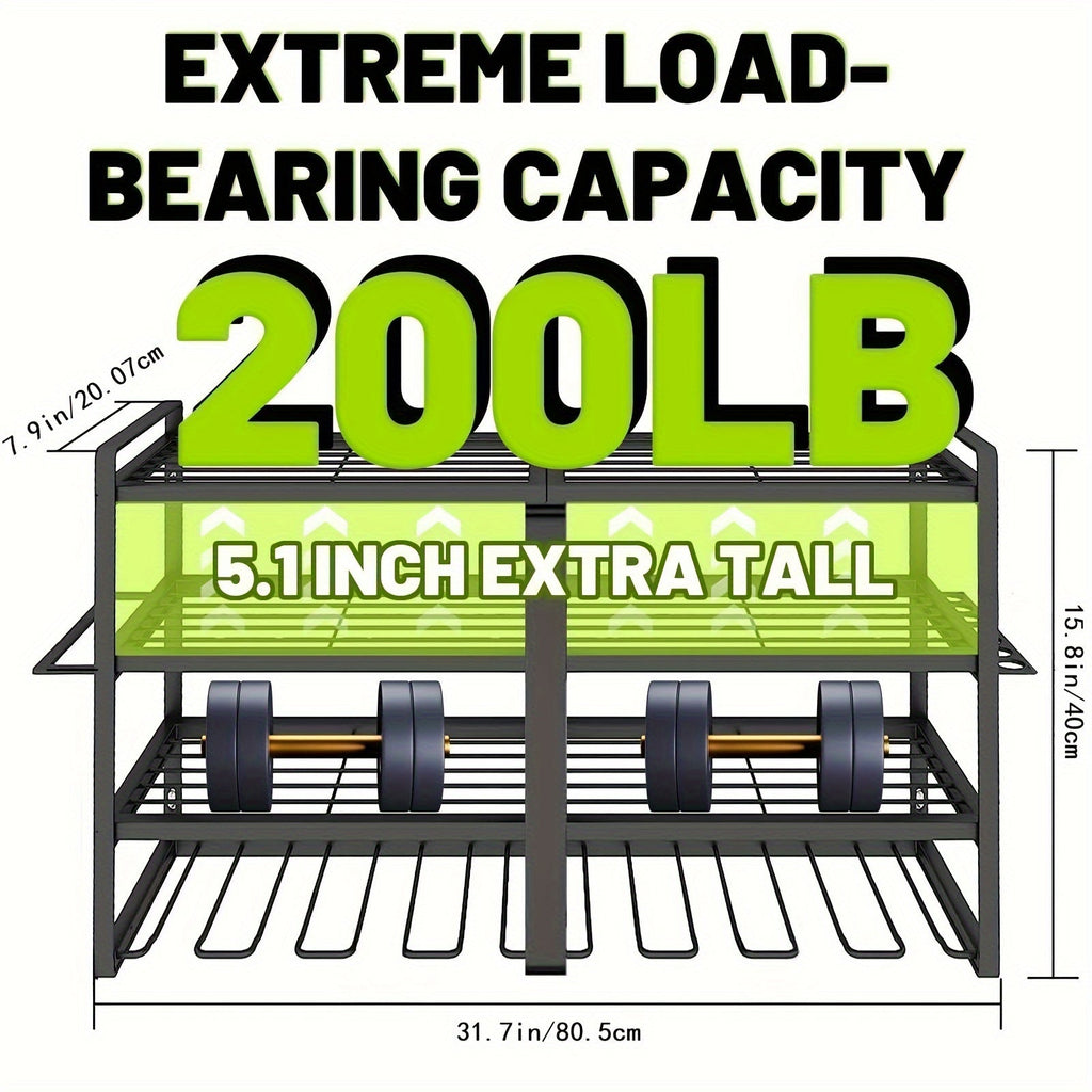 Wall Mounted 4-Tier Metal Tool Rack Organizer