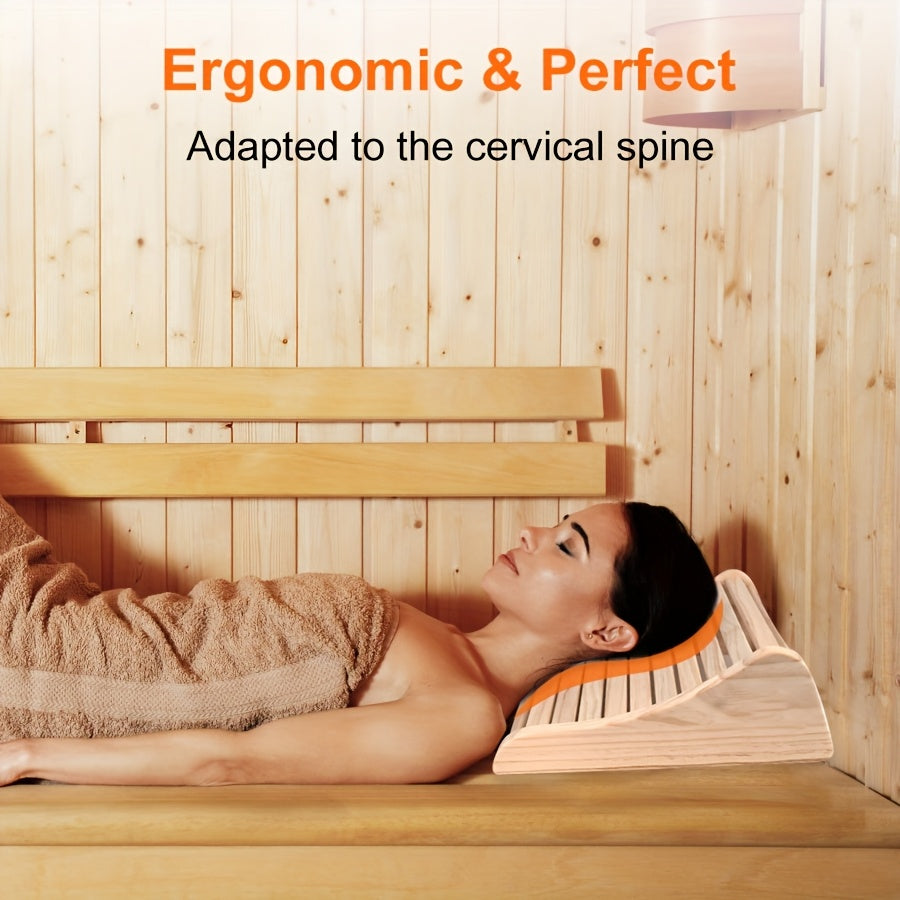 Pine Wood Sauna Headrest Ergonomic Spa Pillow Set