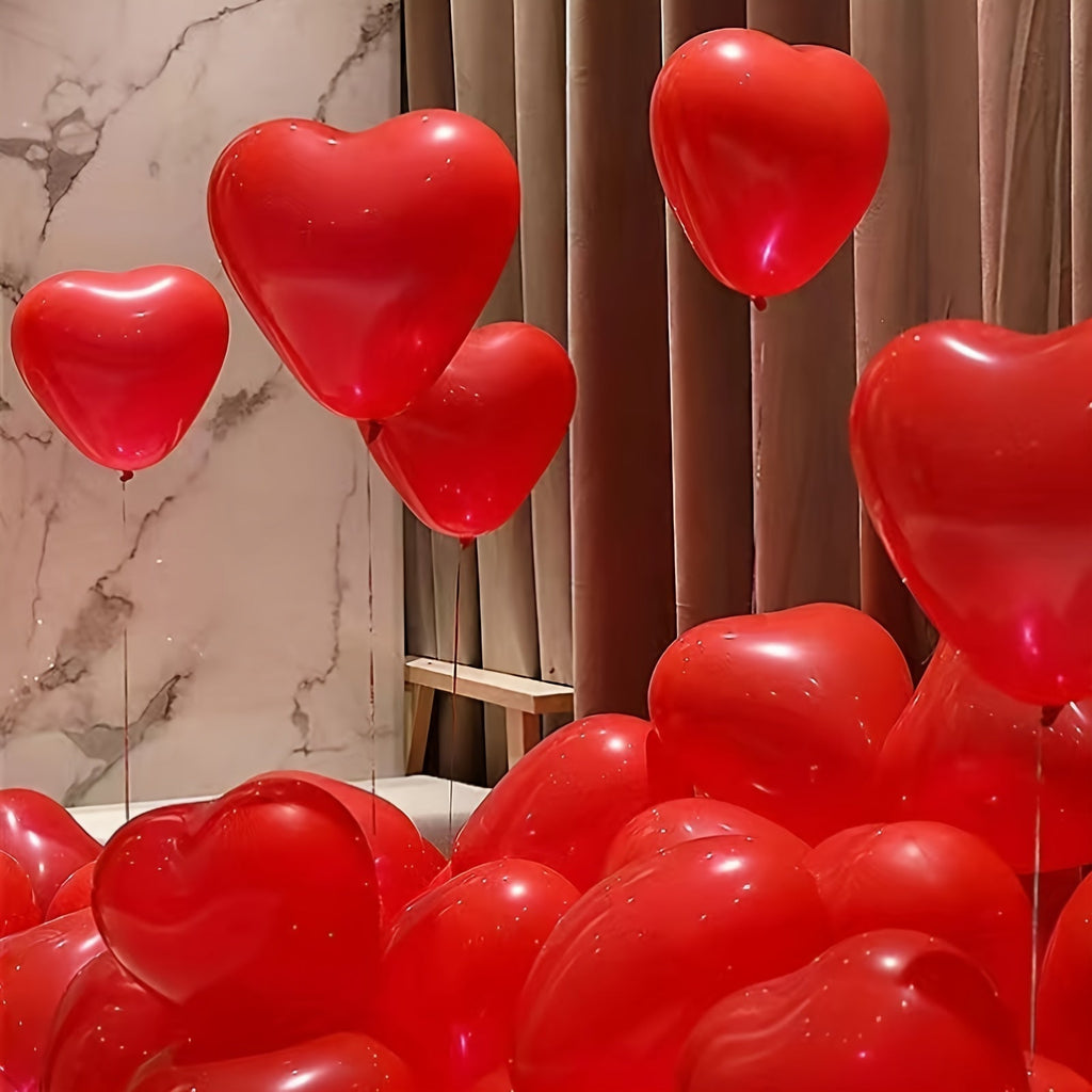 Set Of 20 Red Heart Balloons 25Cm