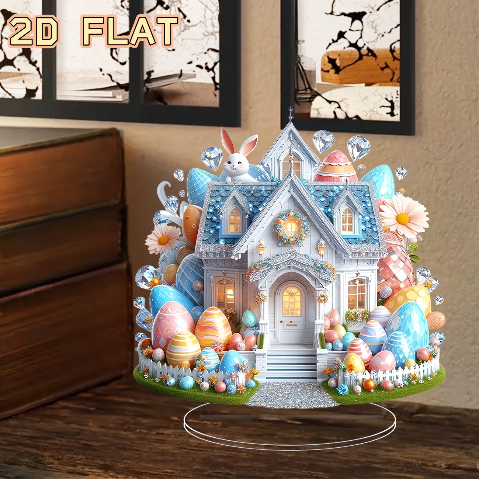 Easter Cottage 2D Rabbit Acrylic Ornament