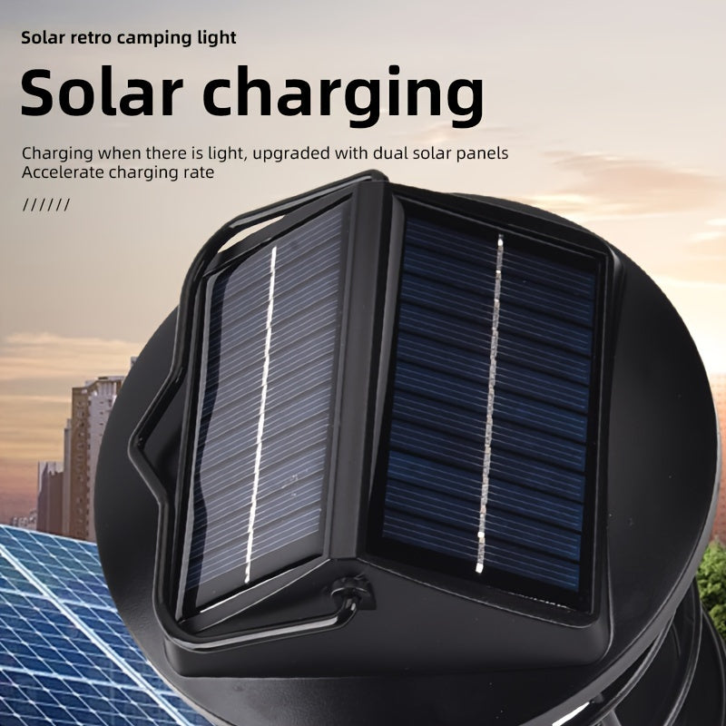 Black Solar Powered LED Camping Light